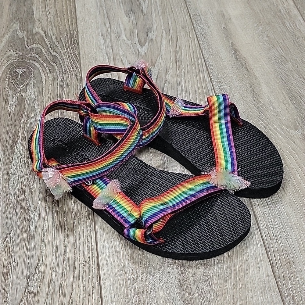 Arizona Love  Size 42 (US 11) Rainbow and Black Trekky Fun Sandals NWOT